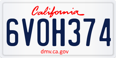 CA license plate 6VOH374