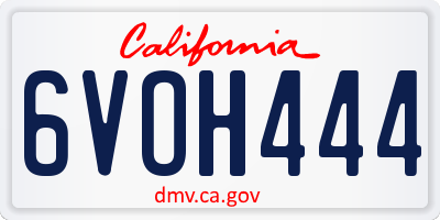 CA license plate 6VOH444