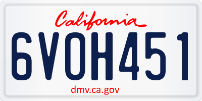 CA license plate 6VOH451