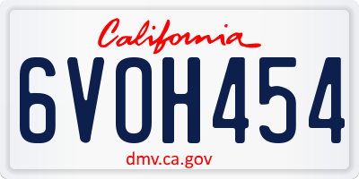 CA license plate 6VOH454