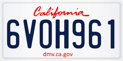 CA license plate 6VOH961