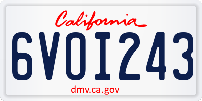 CA license plate 6VOI243