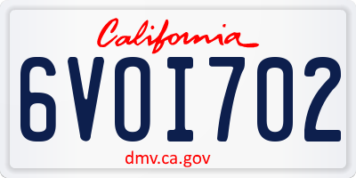 CA license plate 6VOI702