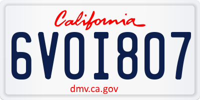 CA license plate 6VOI807