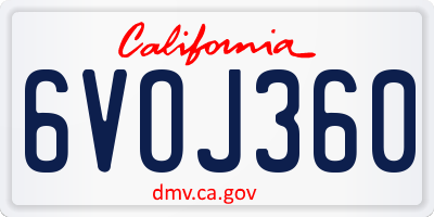 CA license plate 6VOJ360