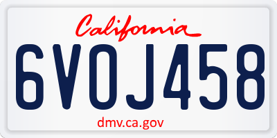 CA license plate 6VOJ458