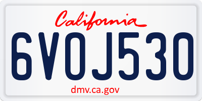 CA license plate 6VOJ530