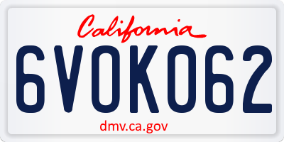 CA license plate 6VOK062