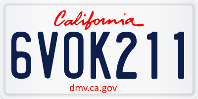 CA license plate 6VOK211