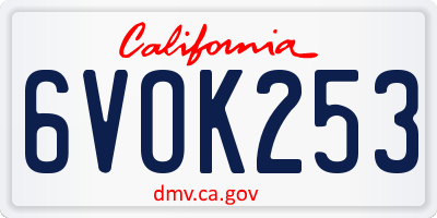 CA license plate 6VOK253