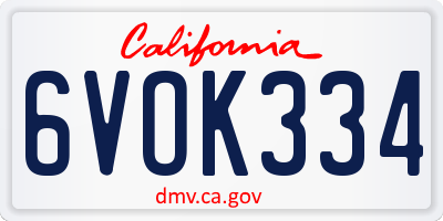 CA license plate 6VOK334
