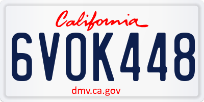 CA license plate 6VOK448