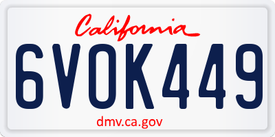 CA license plate 6VOK449