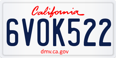 CA license plate 6VOK522