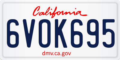 CA license plate 6VOK695