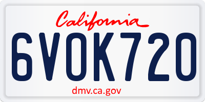 CA license plate 6VOK720