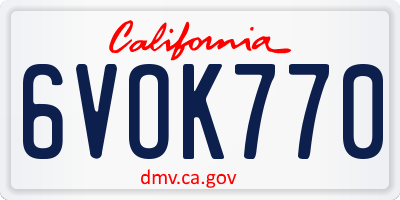 CA license plate 6VOK770