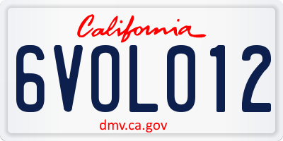 CA license plate 6VOL012