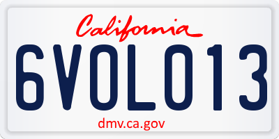 CA license plate 6VOL013