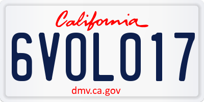 CA license plate 6VOL017