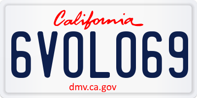 CA license plate 6VOL069