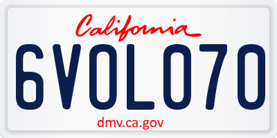 CA license plate 6VOL070