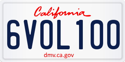 CA license plate 6VOL100