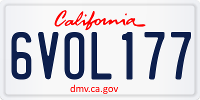 CA license plate 6VOL177