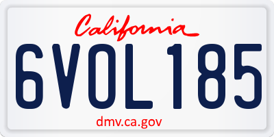 CA license plate 6VOL185