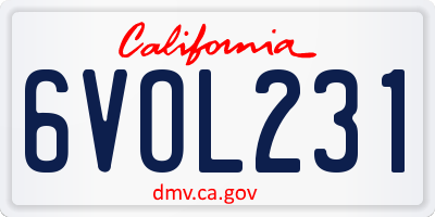 CA license plate 6VOL231