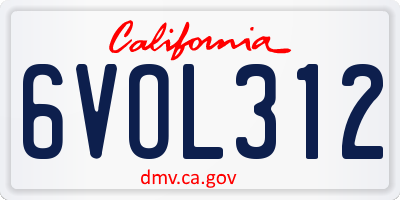 CA license plate 6VOL312