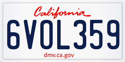 CA license plate 6VOL359