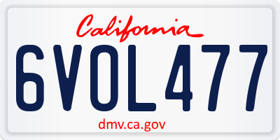 CA license plate 6VOL477