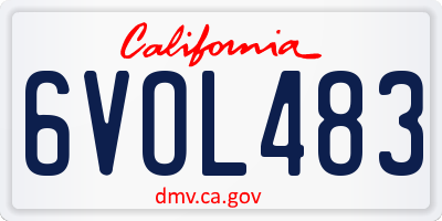 CA license plate 6VOL483