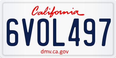 CA license plate 6VOL497