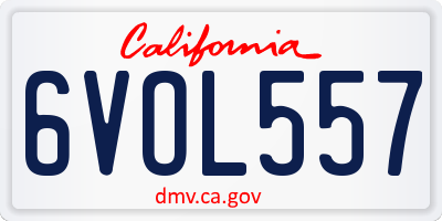 CA license plate 6VOL557