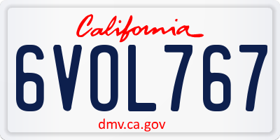 CA license plate 6VOL767