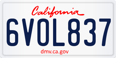 CA license plate 6VOL837