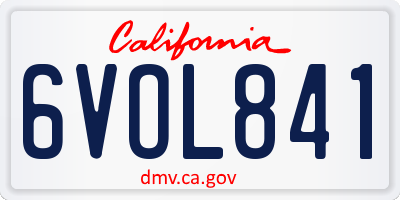 CA license plate 6VOL841