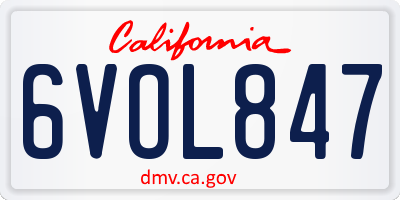 CA license plate 6VOL847