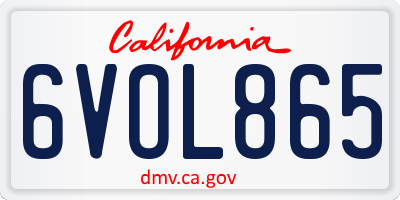 CA license plate 6VOL865