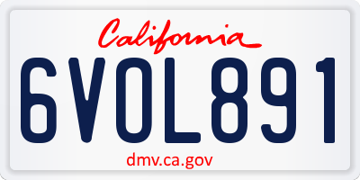 CA license plate 6VOL891