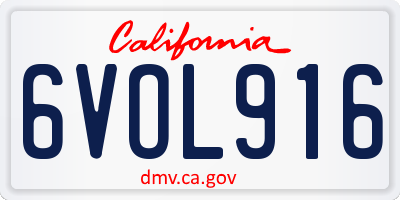 CA license plate 6VOL916
