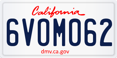 CA license plate 6VOM062