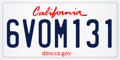 CA license plate 6VOM131