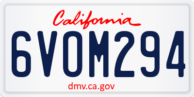 CA license plate 6VOM294
