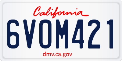 CA license plate 6VOM421