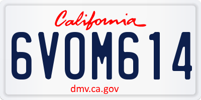 CA license plate 6VOM614