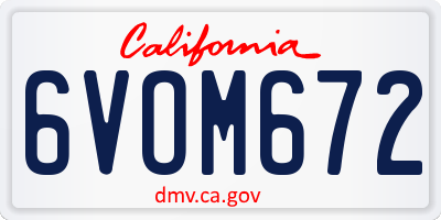 CA license plate 6VOM672