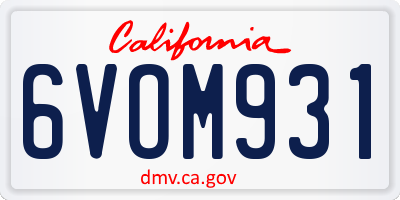 CA license plate 6VOM931